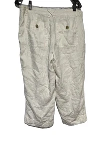 Pantalones para mujer con cordón pulóver forrados de lino Lagenlook minimalista blanco - Imagen 1 de 5