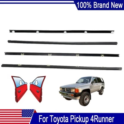 For 1984-89 Toyota Pickup 4Runner Inner Outer Weatherstrip Rubber Door Belt Seal Foto 1 de 4