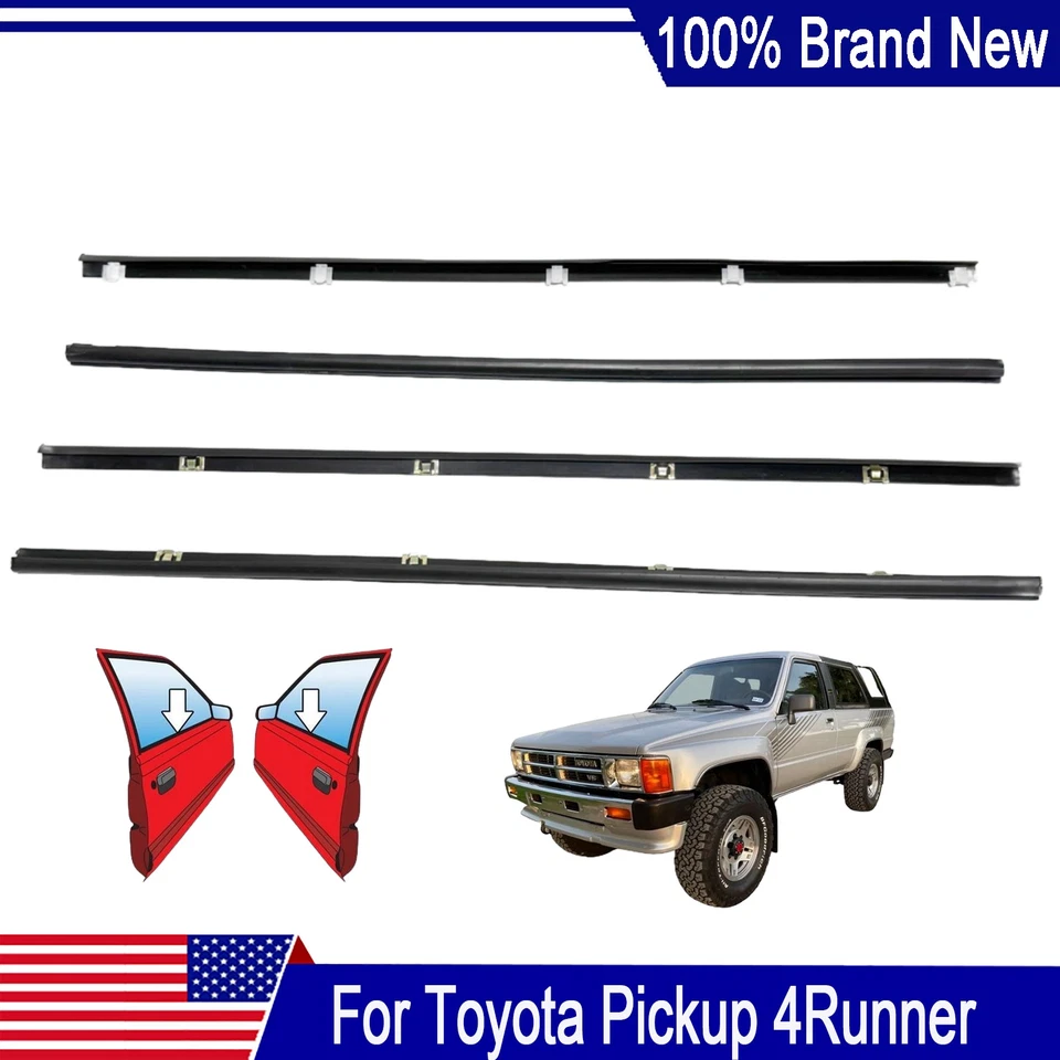 For 1984-89 Toyota Pickup 4Runner Inner Outer Weatherstrip Rubber Door Belt Seal Foto 1 de 4