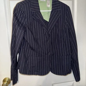 Liz & Co Women’s Pin Stripe Pant Suit Lg Jacket Pants 14 - Picture 1 of 7