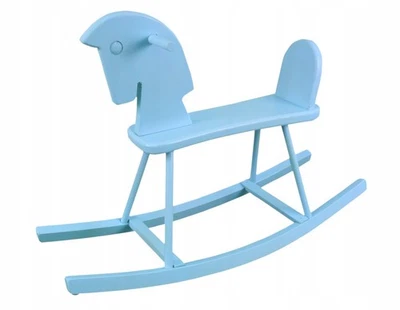 Cheval à bascule bois BLEU – jouet enfant écolo - Photo 1/2