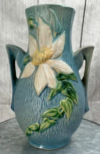 Vintage Roseville Keramik 108-8 Doppelhenkel Vase = - Bild 1 von 6