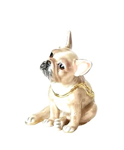 Tanner the Frenchie Trinket / Jewelry Box Pewter Bejeweled Kingspoint - Picture 1 of 4