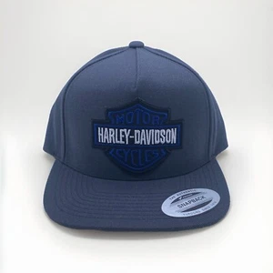 HARLEY-DAVIDSON Snapback Hat Baseball Hat Dark Grey EMBROIDERED Large Patch - Picture 1 of 3