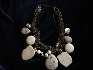 Vintage Chico's 17" Necklace with Gold Tone Multiple Strands and White Stones - Picture 1 of 1