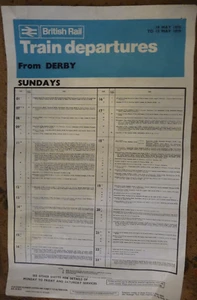 British Rail TIMETABLE departures DERBY SUNDAYS 14 MAY 1978 TO 13 MAY 1979 - Picture 1 of 2
