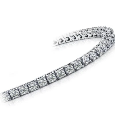 New 14k White Gold Lab Created Diamond CVD 3.00ct E VVs1 Tennis 7" inch Bracelet - Image 1 of 4