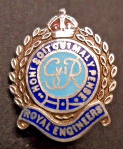 Sweetheart Brooch Royal Engineers Sterling Silver & Enamel WW2 George VI - Picture 1 of 4