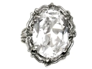12ct White Lab Sapphire Size 7 Ring 925 Sterling Silver Filigree Vint Style USA - Picture 1 of 14
