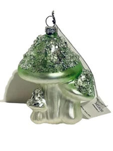 Glittered Glass Mushrooms Christmas Ornament - Picture 1 of 3
