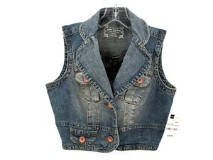 NWT ARIZONA JEAN CO Denim Vest Women Junior Size Small Flap Pockets VINTAGE - Picture 1 of 15