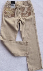 NWT BABY PHAT Girls Khaki Jeans with Gold Design(Size 5) NEW - Picture 1 of 5
