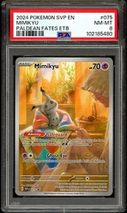 PSA 8 NM-MINT Mimikyu 075 Promo ETB Paldean Fates Pokemon Card - Picture 1 of 2