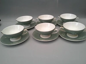 Simpsons pottery Haslemere set six soup coupes & saucers - Picture 1 of 6