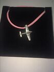 Focke-Wulf Fw 190 C57 Aircraft Fighter Pewter Pendant On A Pink Cord Necklace
