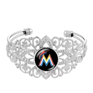 Baseball Bangle Bracelet, Baseball Filigree Silver Adjustable Cuff - Picture 1 of 3