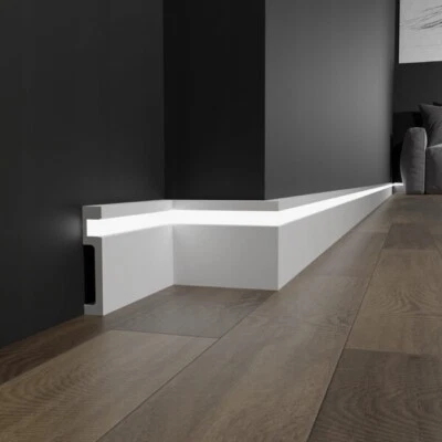 INSPIRUM Zócalo Blanco LED 8x2 cm LCL-17 Zócalo Moderno Impermeable 1 Metro Largo