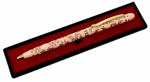 THE LANGHAM Hotel Pen Ball Point Blue Ink Iconic Pink Leaf Boxed Timeless Gift - Picture 1 of 6