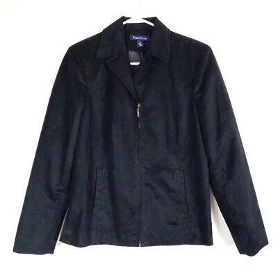 Women's Evan-Picone Solid Black Zip Up 2 Pockets Long Sleeve Jacket Size 10 - Image 1 of 4