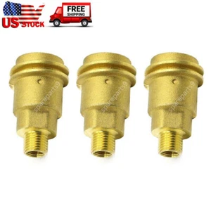 3 Solid Brass QCC1 Nut Propane Gas Fitting Adapter 1/4" Male Pipe Thread Connect - Picture 1 of 10