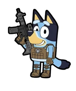 Bluey, Tactical Bluey Vinyl Die Cut Sticker - Picture 1 of 1