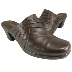 Clarks Bendables Pantoletten Damen Größe 8,5 M Braun Leder Slipper Clogs 39374 - Bild 1 von 7
