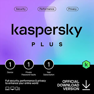 KASPERSKY PLUS INTERNET SECURITY 2024 FOR 1 DEVICE 1 YR PC MAC ANDROID IOS UK EU