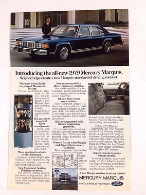 1979 Mercury Marquis 4 portas sedã estampa anúncio azul - Imagem 1 de 2