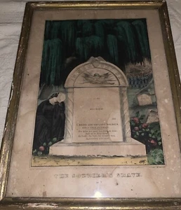 Original Currier und Ives Lithographie 1862 Die Soldaten Grab 52 Nassau St. N.Y - Bild 1 von 15