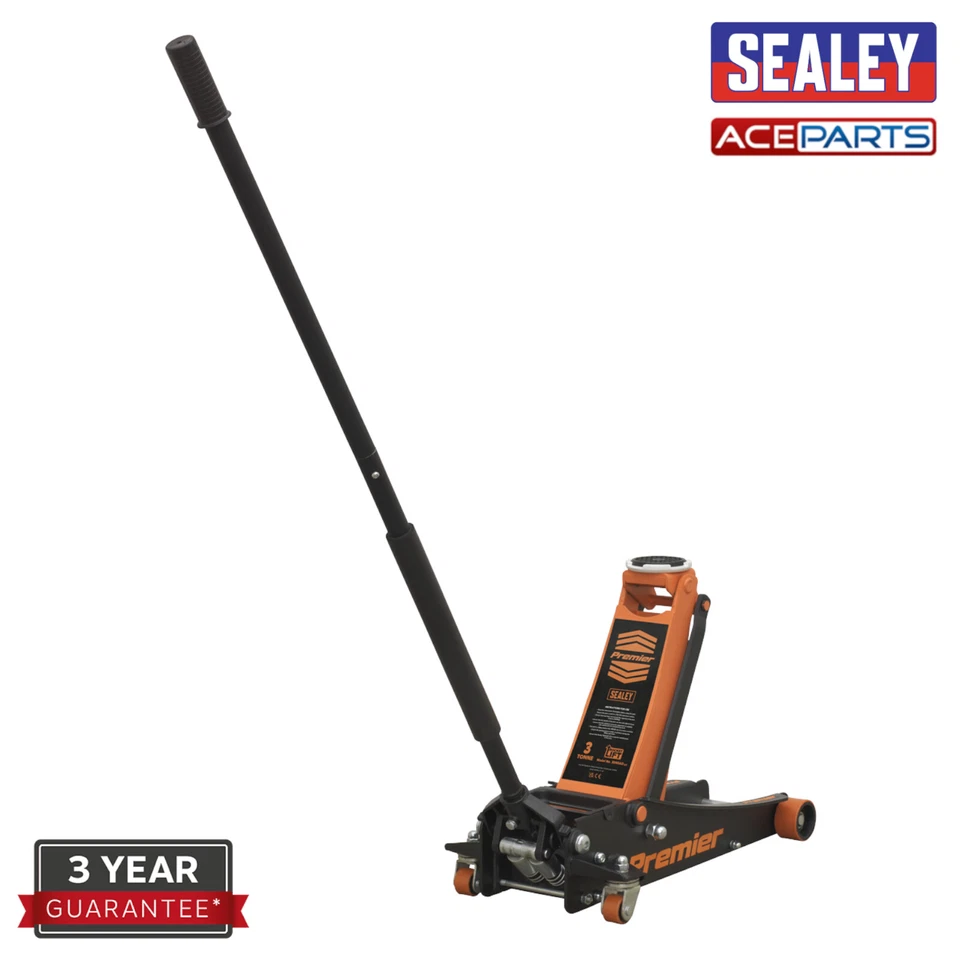 Sealey 3040AO Premier Trolley Jack 3 Tonne Ton Rocket Lift Orange Car Van Garage - Image 1 of 4
