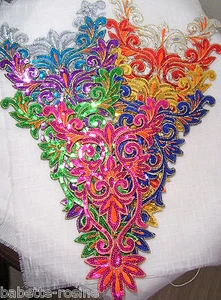 GRAND ÉCUSSON thermocollant SEQUIN PLASTRON ** 25 x 40 cm** PATINAGE ROBE FÊTES - Picture 1 of 11