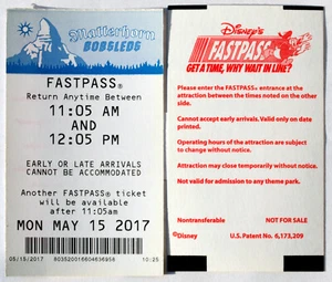 Old Original Disneyland Resort Fastpass: the Matterhorn Bobsleds May 2017 Mint - Picture 1 of 2