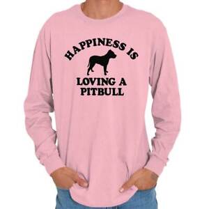 Happiness Is Loving A Pitbull Dog Mom Dad Long Sleeve Tshirt for Men or Women