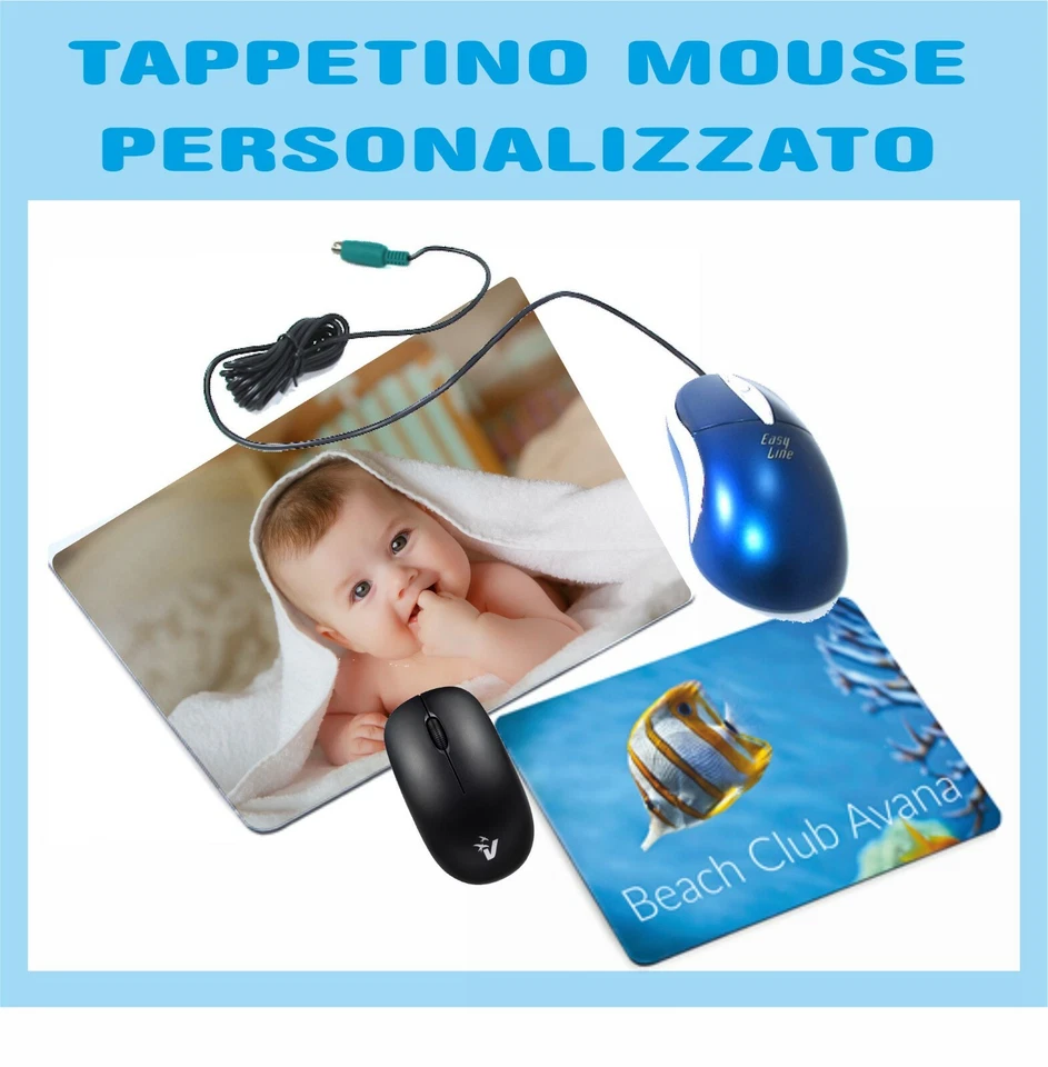 MOUSE PAD TAPPETINO PERSONALIZZATO CON LA TUA FOTO LOGO FRASE SCRITTA  23X20CM - Immagine 1 di 1