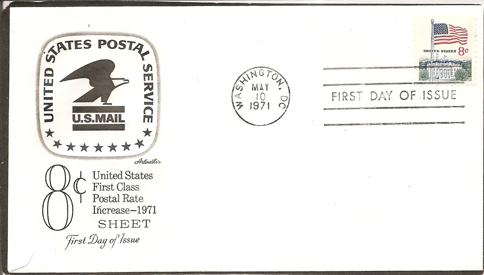 US SC # 1338f Flag and white house FDC. Artmaster Cachet. - Image 1 of 1
