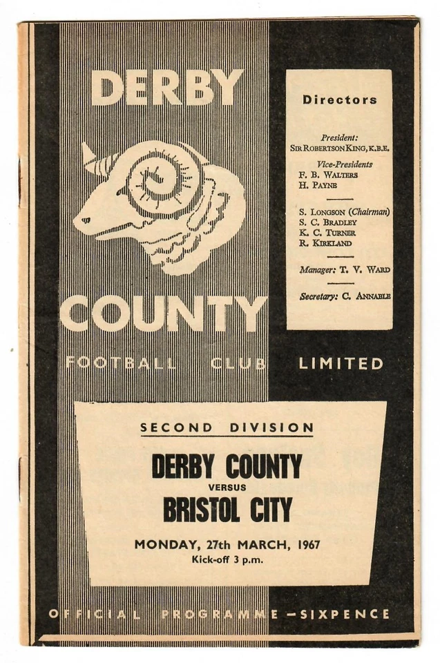 Derby County - 1966-67 - Home Football Programmes - Image 1 of 1
