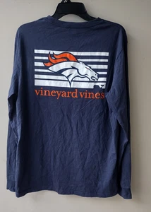 Camiseta Vineyard Vines x Denver Broncos Manga Larga Bolsillo Azul Marino Hombres Talla M - Imagen 1 de 5