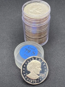 1979 Susan B Anthony Dollar Roll Tipo 1 (Riempito S) Gemma DCAM Proof Placcato 20 - Foto 1 di 2