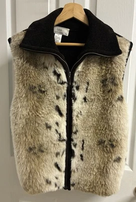 Chaleco Suéter Lisa International Chenille Vintage con Estampado Animal de Piel Sintética Mediano Foto 1 de 4