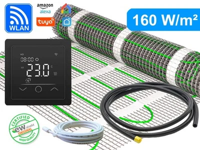 EW DIREKT Elektrische Fußbodenheizung EcoPro 160 für Fliesen mit Thermostat RT-63 Tuya App