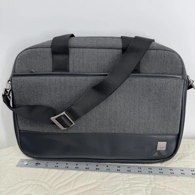Bolso para portátil Knomo London Maletín Gris Espiga Negro Borde Correa para el hombro Foto 1 de 4