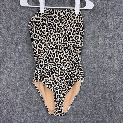 Traje de baño J.CREW Bandeau para mujer talla M leopardo una pieza fruncido Foto 1 de 4