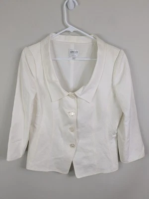 Armani Collezioni Jacket Women's 10 White Cotton Single Breasted - Image 1 of 4