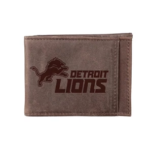 Front Pocket Wallet w/ RFID Blocking, Detroit Lions, Brown - Picture 1 of 6