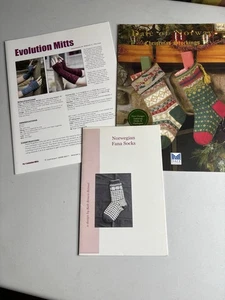 LOT Knitting Patterns Norwegian Fana Socks Norway Stockings Evolution Mitts - Picture 1 of 3