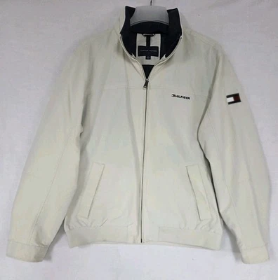 Tommy Hilfiger Men’s Jacket Size XL Beige Zip Up Bomber Lightweight Logo Casual - Image 1 of 4