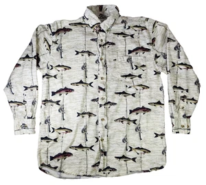Camisa de pesca Michael Austin Rugged Wear para hombre M manga larga algodón con botones - Imagen 1 de 10