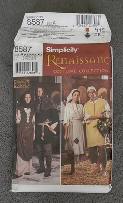 Simplicity Renaissance Costume Pattern #8587 - Size A: Misses Teen Adult-UNCUT - Image 1 of 2