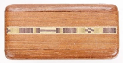 Vintage Small Handmade Sliding Top Inlaid Wooden Trinket Pill Box Stash Box - Image 1 of 4