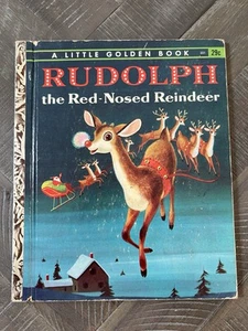 1958 Little Golden Book #331 Rudolph the Red-Nosed Reindeer “E” Printing - Foto 1 di 10